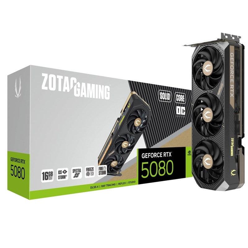 ZOTAC GAMING GEFORCE RTX 5080 SOLID CORE OC 16GB GDDR7 Gaming Graphics Card ZOTAC GAMING GEFORCE RTX 5080 SOLID CORE OC 16GB GDDR7 Gaming Graphics Card